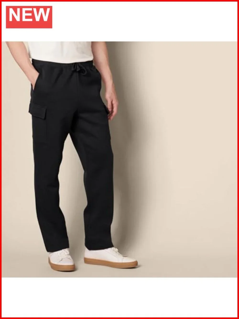 Men's Relaxed Fit Cargo Fleece Sweatpants Open Bottom
